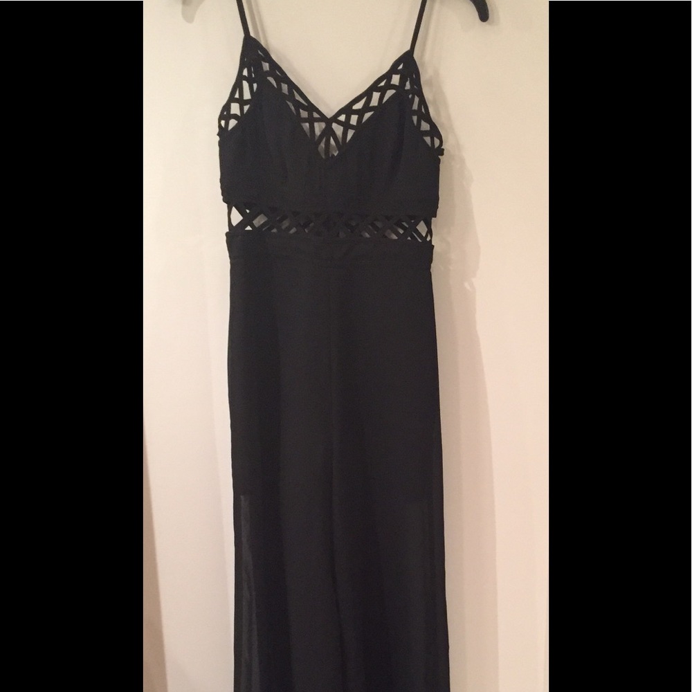 BeBe Jumpsuit with Sheer wide Legs - Picture 3 of 8